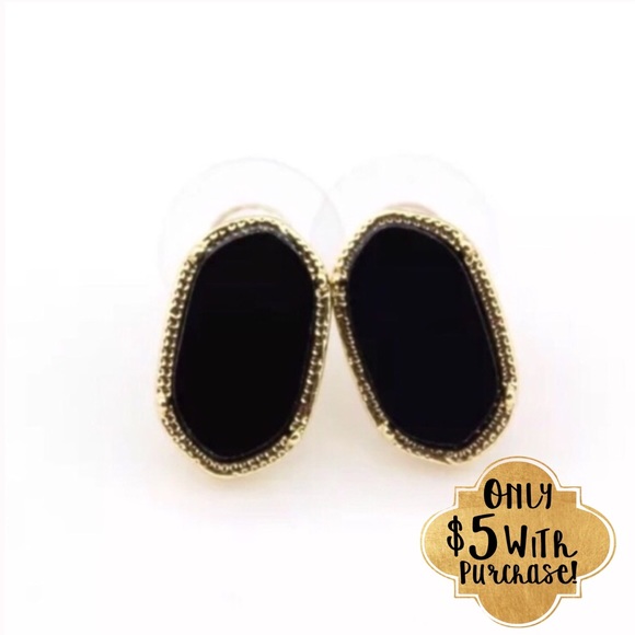 gallery_of_gems Jewelry - Black & Gold Oval Boutique Stud Earrings!